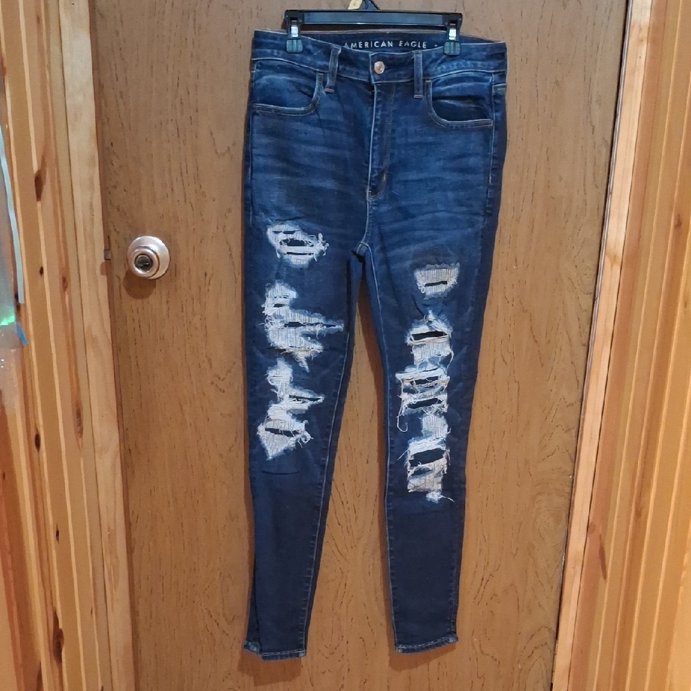 American Eagle Outfitters Women's Ripped Blue Skinny Jeans